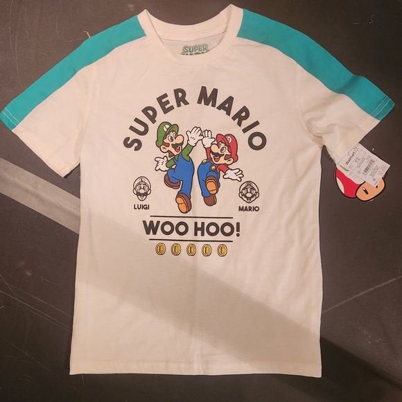 Super Mario Bros Mario & Luigi Tee NWT Boys M (7–8) Nintendo - Picture 2 of 8